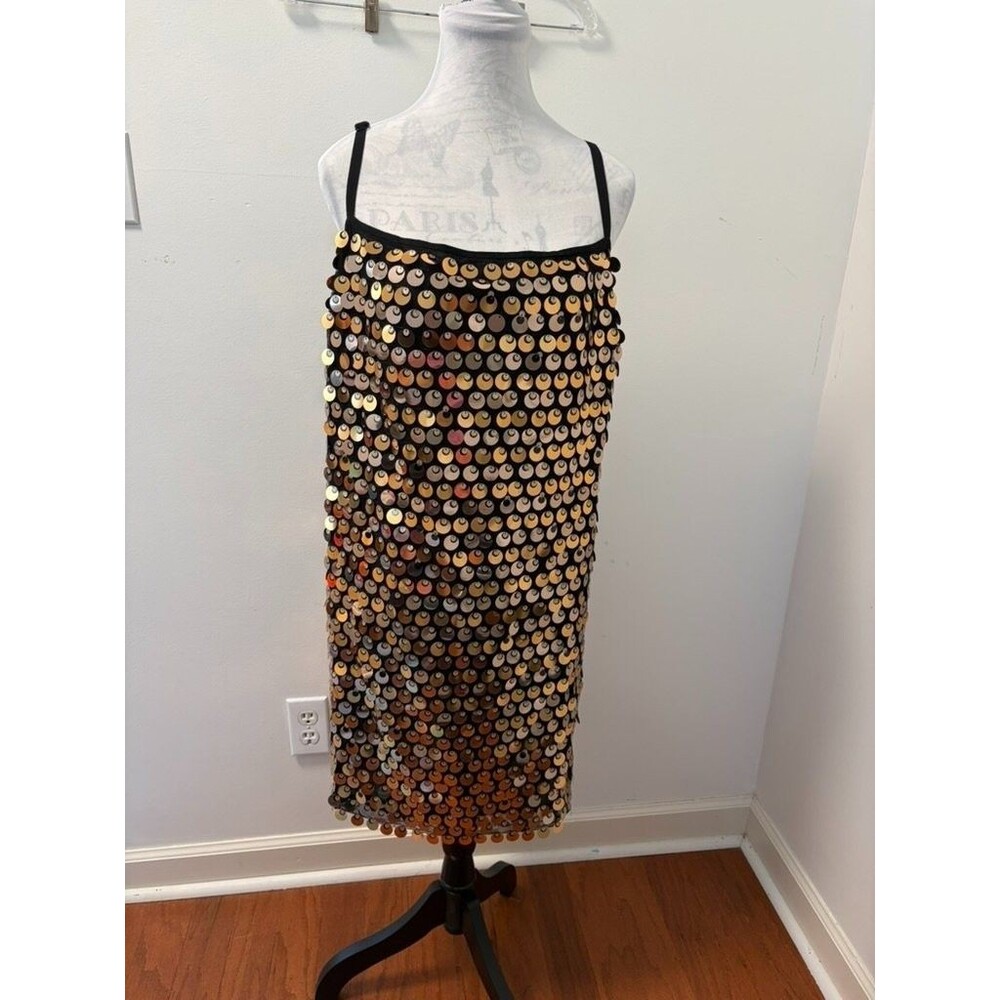 City Chic Mini Disco Sequin Dress Womens 20 Gold Cocktail Party NWT 00223991